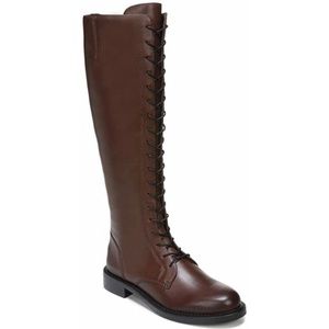 Sam Edelman Nance Terazzo Brown Burnished Leather Lace Up Knee High Riding Boot
